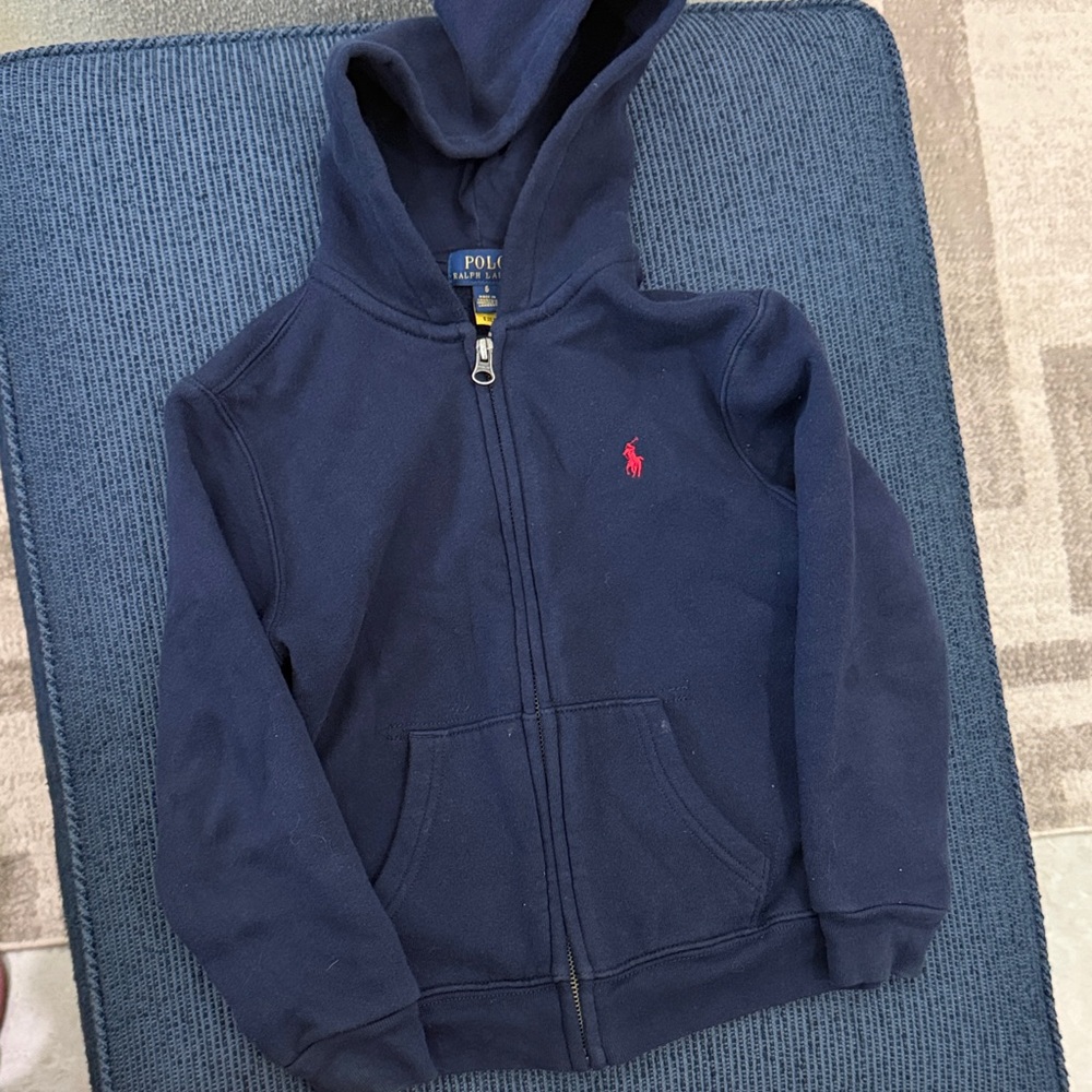 Polo by Ralph Lauren Navy Zip Hoodie with Red Pony - Kids